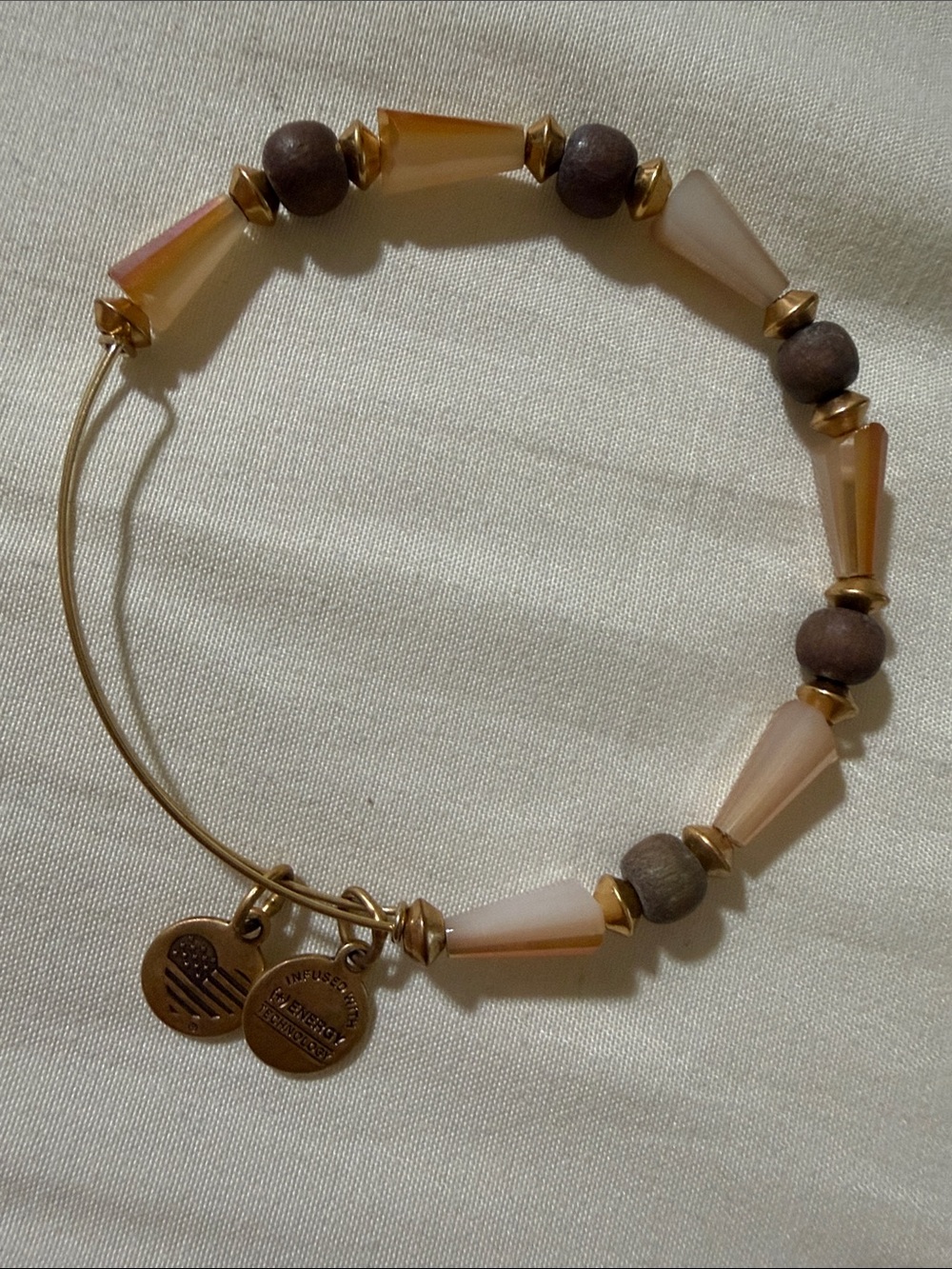 Alex & Ani Gold-Tone Beaded Cone Bracelet with Brown Accents